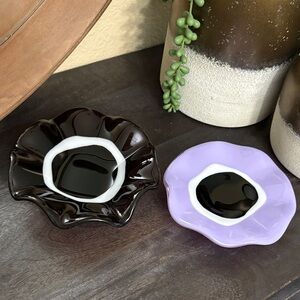 Flower-Shaped Jewelry Hand Blown Glass Dishes